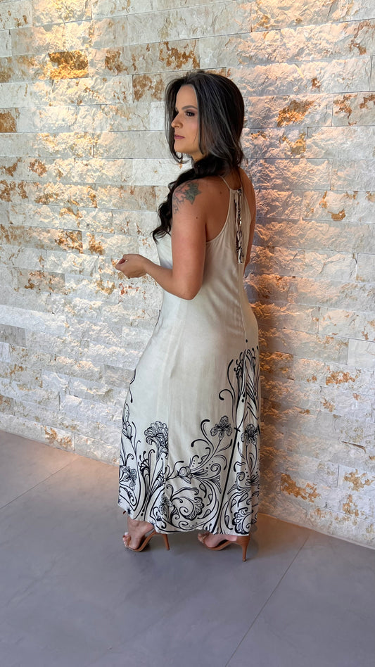 Vestido Midi Alcinha Arabesco PIS- Estampado 6039