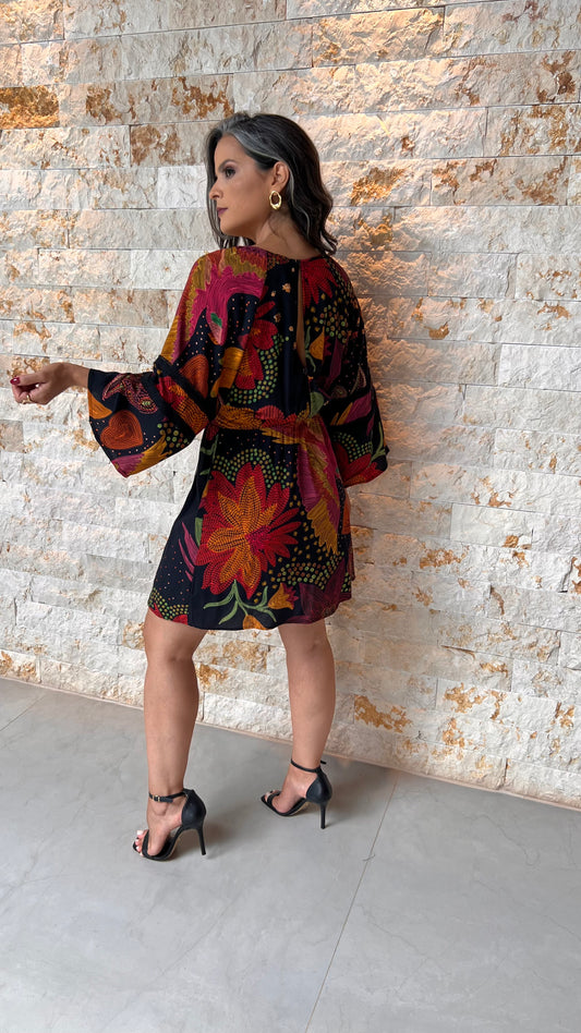 Vestido Curto Manga Larga CHI - Estampado 5618