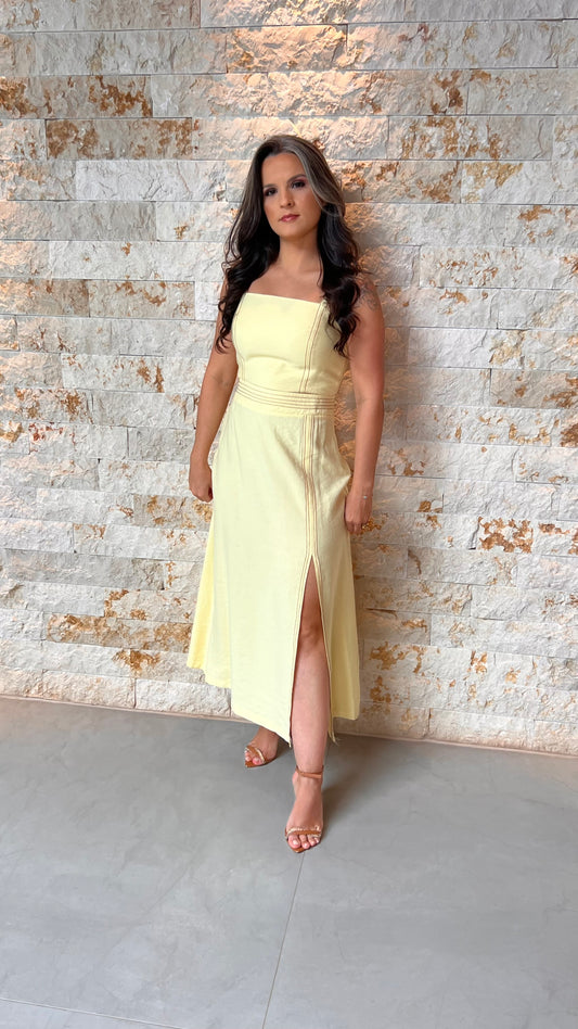 Conjunto Saia cropped Pespontada JEN- Amarelo 5973