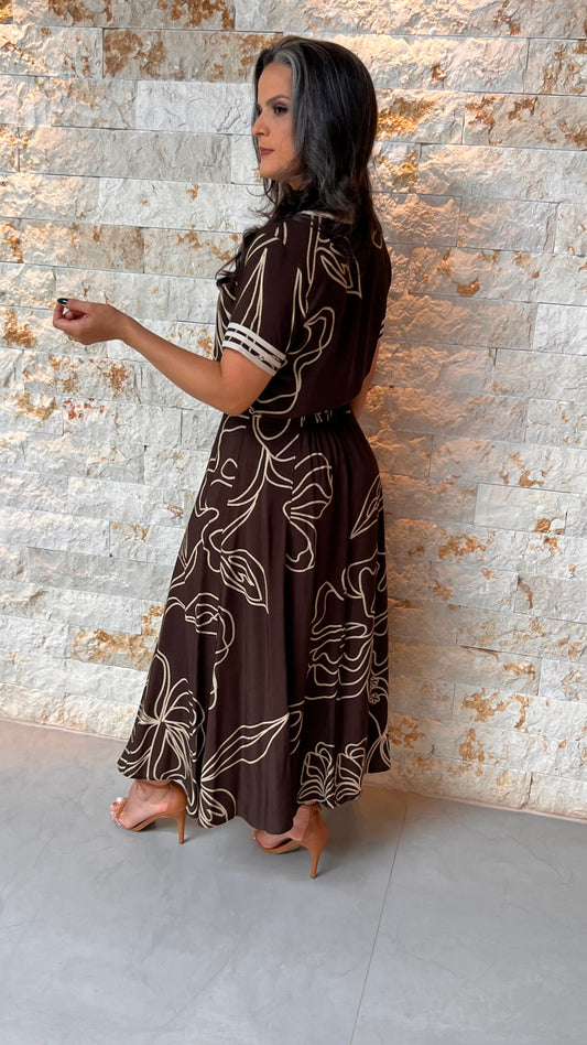 Conjunto Saia e Blusa Midi 3D PIS- Estampado 5739