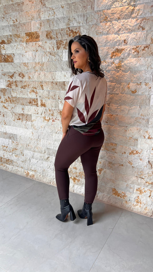 Blusa Gola Trico Bicolor YU- Estampado 5624