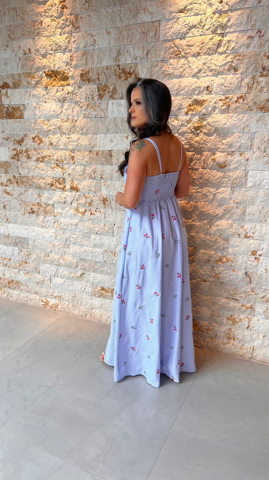 Vestido Longo Decote U POLI- Azul 5976