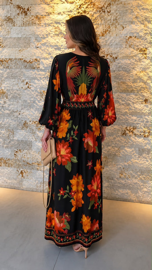 Vestido Midi Decote V ARTE- Estampado 6208