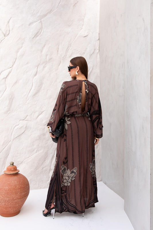 Vestido Longo Manga Morcego Ama ARTE- Estampado 5752