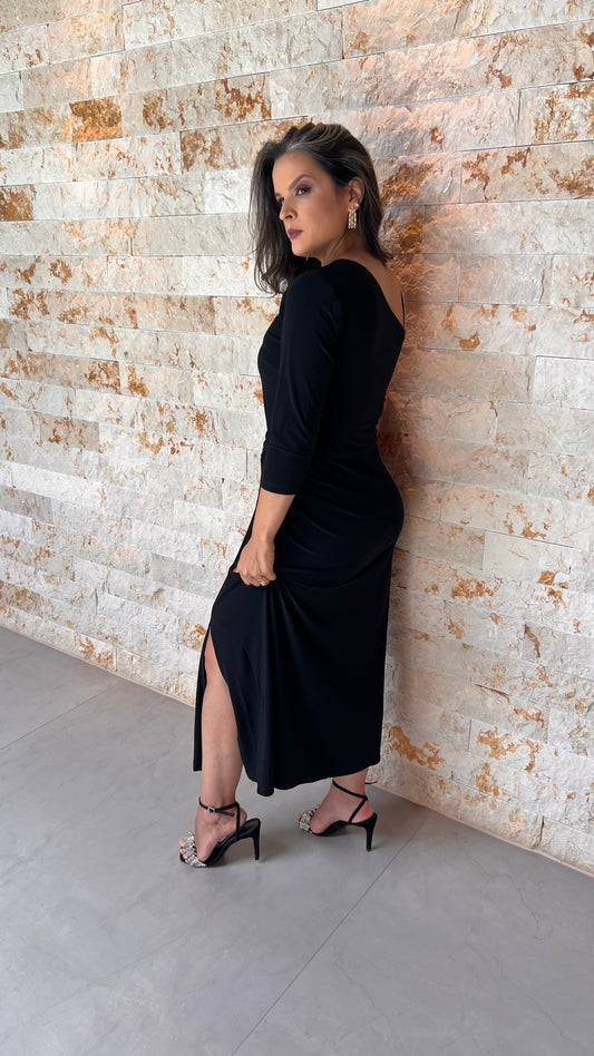 Vestido Midi Alça Strass Jersey- Estampado 5606