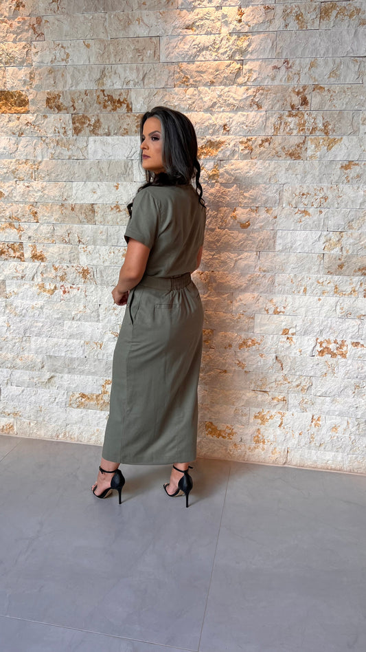 Conjunto Saia e Blusa Botão PIS- Verde 5495