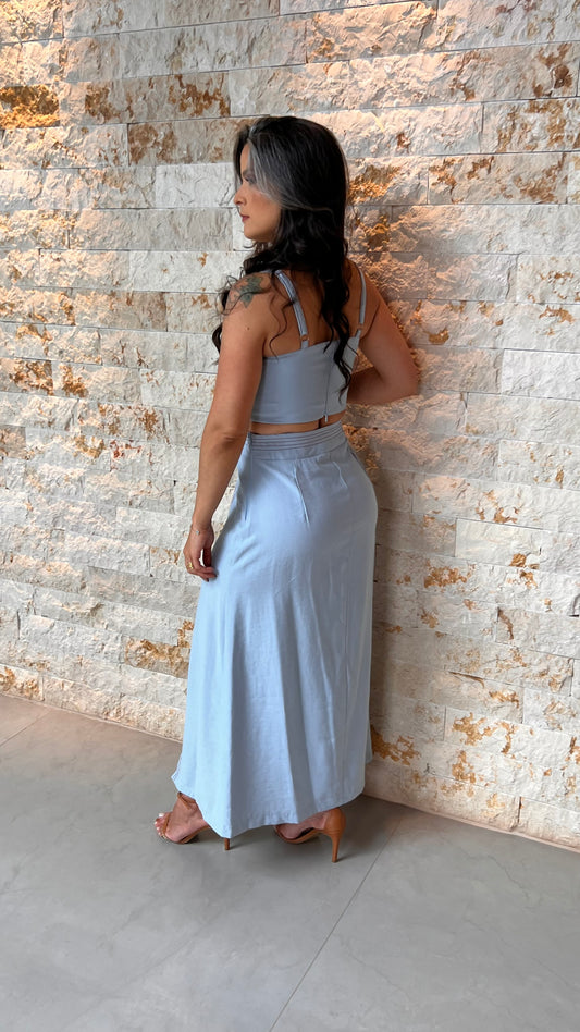 Conjunto Saia cropped Pespontada JEN- Azul 5973
