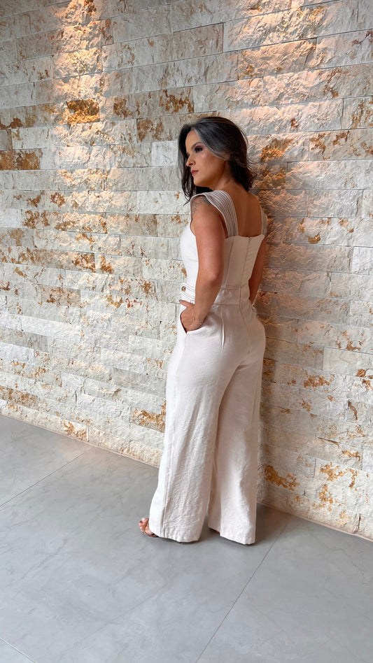 Macacão Blusado Det Ombro JEN- Nude 5972