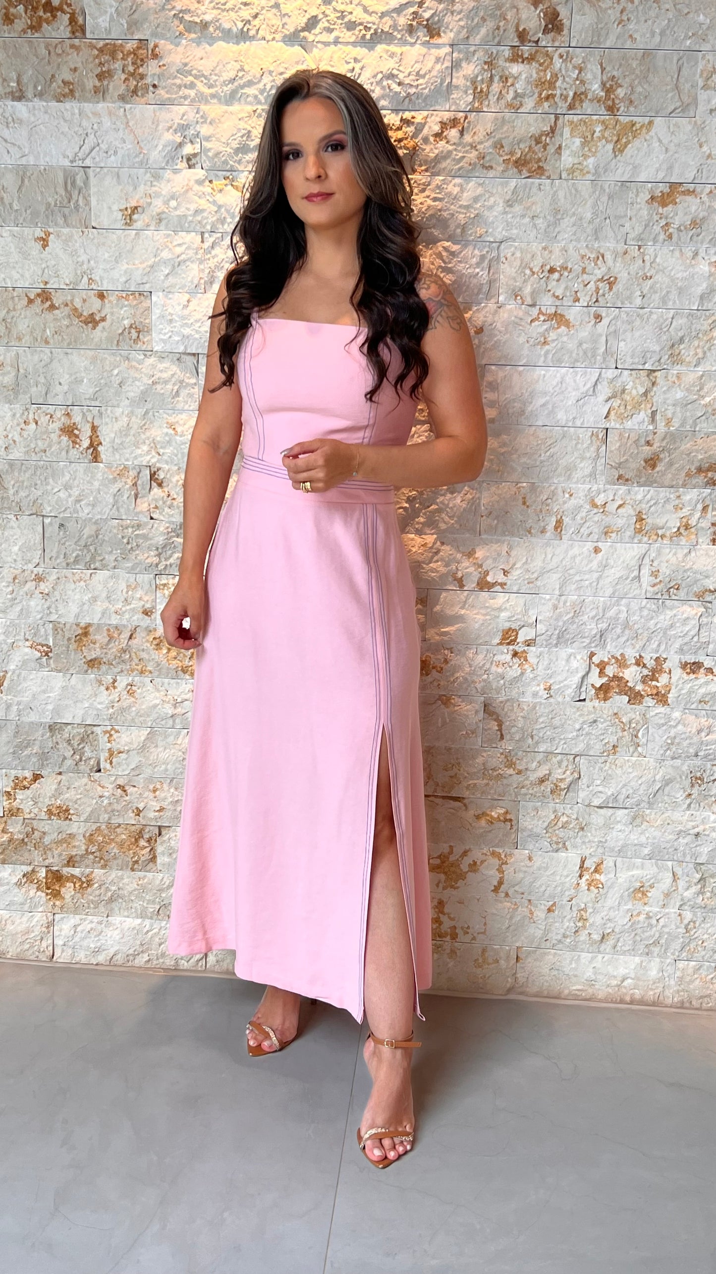 Conjunto Saia cropped Pespontada JEN- Rosa 5973