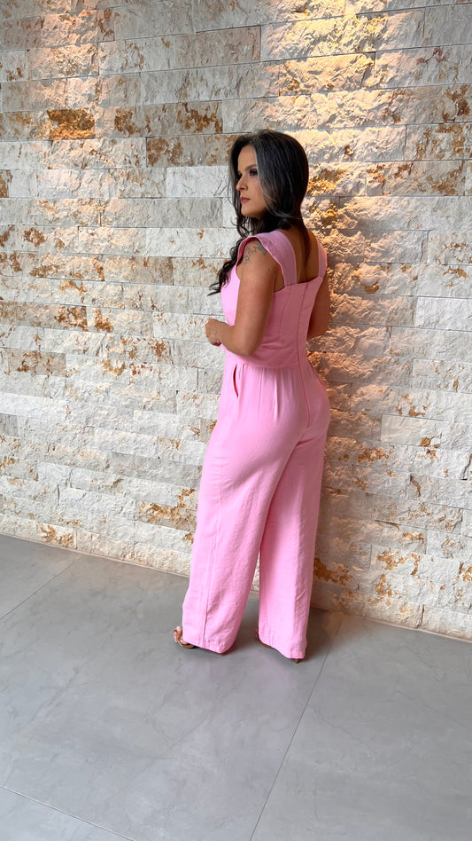 Macacão Blusado Det Ombro JEN- Rosa 5972