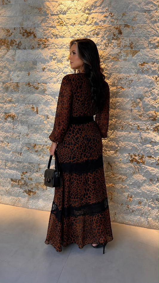 Vestido Longo Animal Print CLE- Estampado 6236