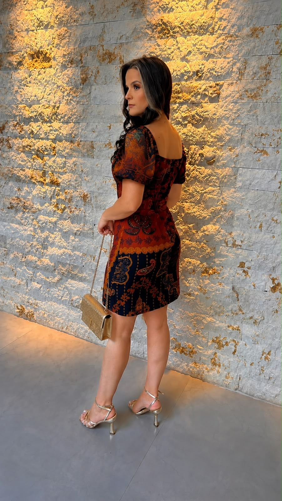 Vestido Curto Manga Princesa ARTE- Estampado 6176