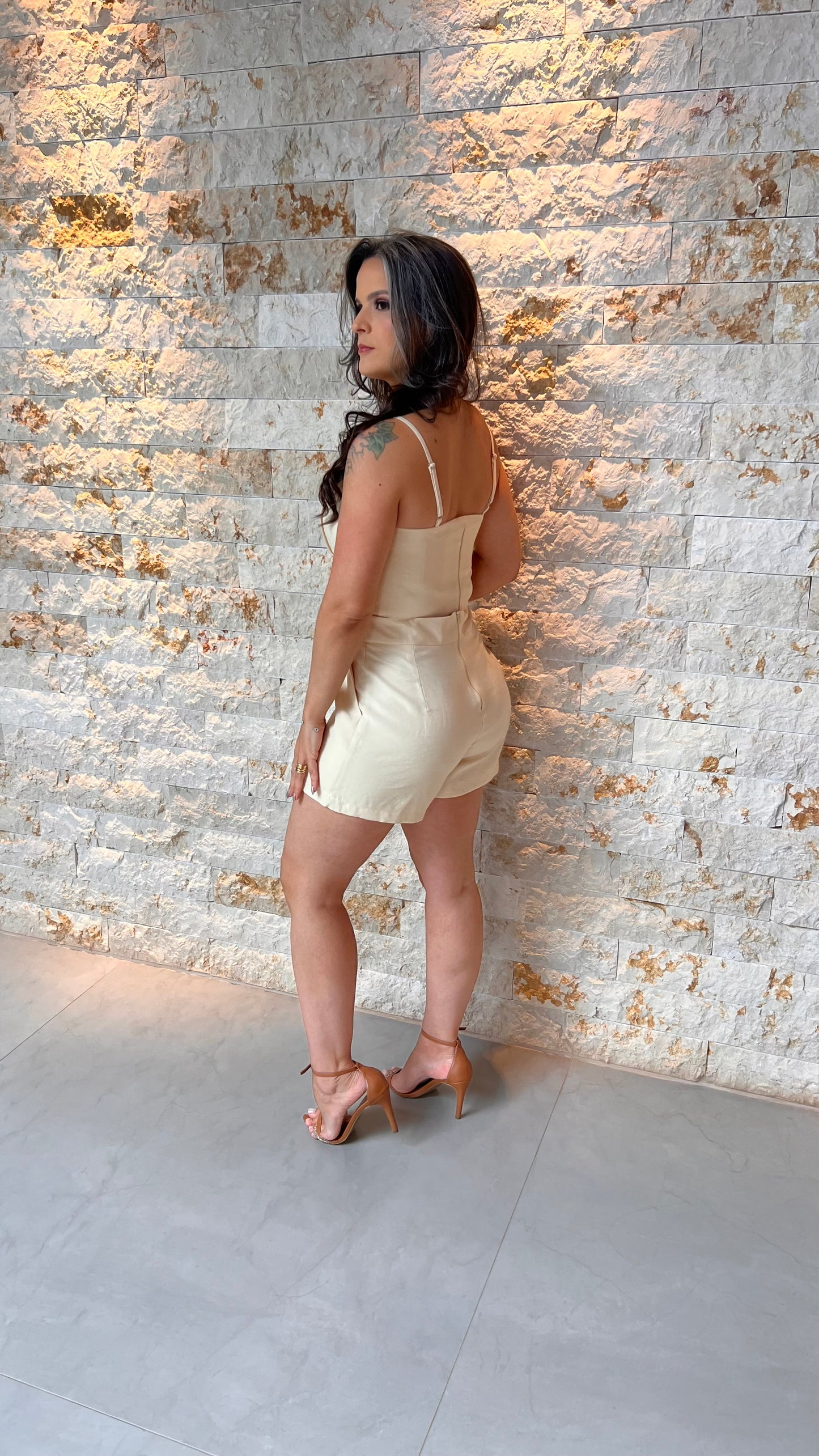 Conjunto Blusa Short Fivela JEN- Nude 5974