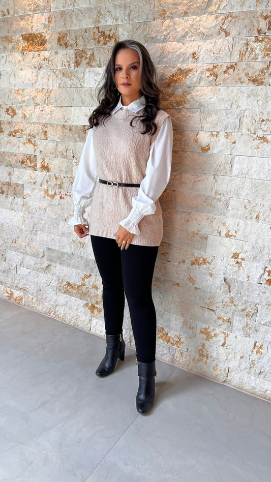 Camisa com Colete EAG- Nude 5693