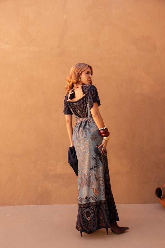 Vestido Longo Faixa Esoterico ARTE- Estampado 5861