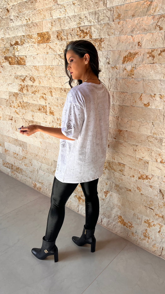 Blusa Tshirt Urso Bordado EAG- Branco 5682