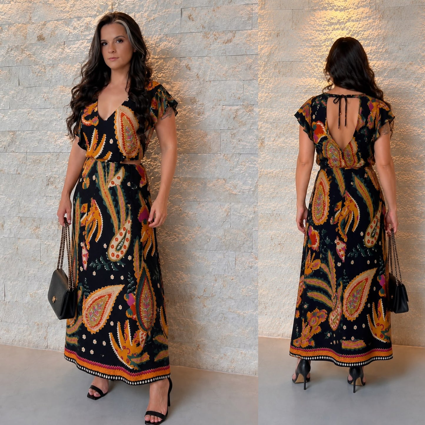 Vestido Midi Vazado Lateral RIO- Estampado 6000