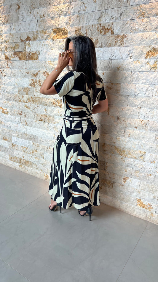 Conjunto Saia e Blusa Retilínea PIS- Estampado 5864