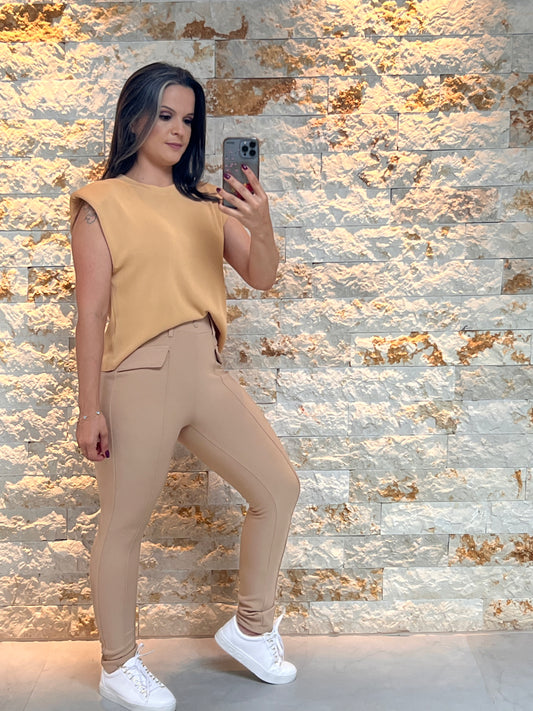 Calça Alfaiataria Bolso Solto SU - Bege 5058