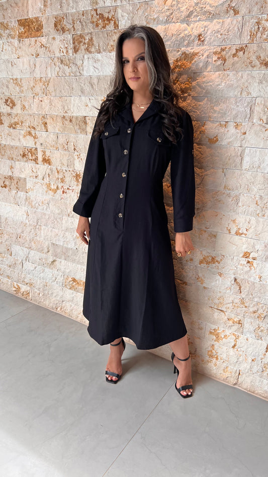 Vestido Chemisse Botões MAZ- Preto 5712