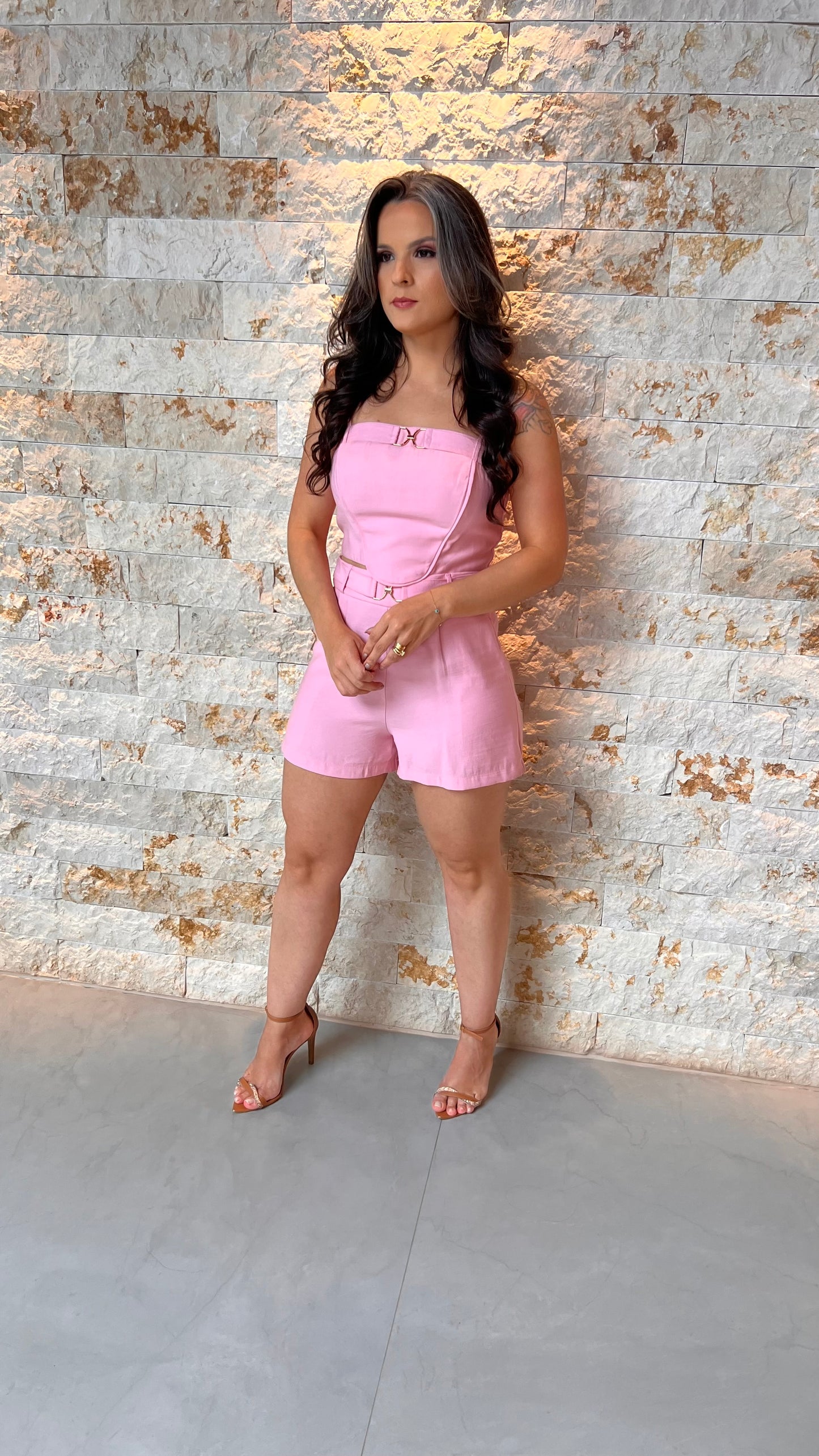 Conjunto Blusa Short Fivela JEN- Rosa 5974