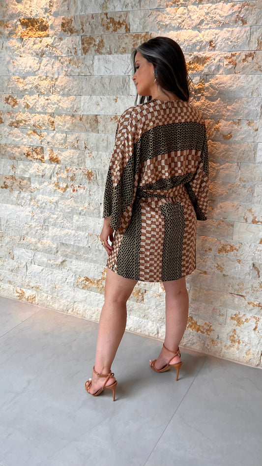 Kimono Tecido Bordado KA- Preto 5502