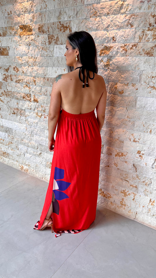 Vestido Longo Super Caju ARTE- Laranja 5438