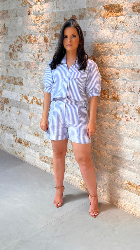 Conjunto Short e Blusa Listras - Estampado 5314