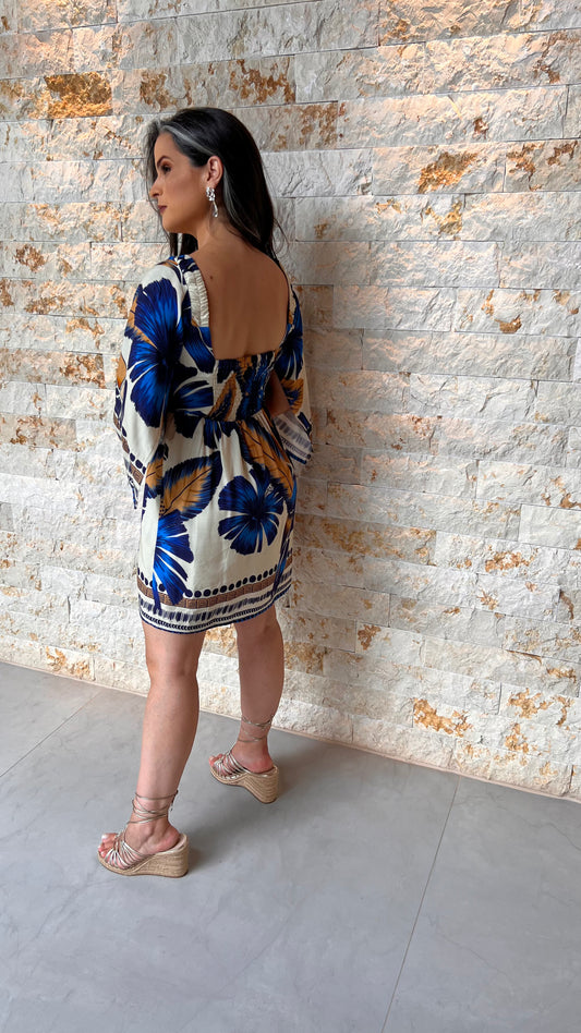 Vestido Curto Decote Quadrado Arte - Estampado 5428