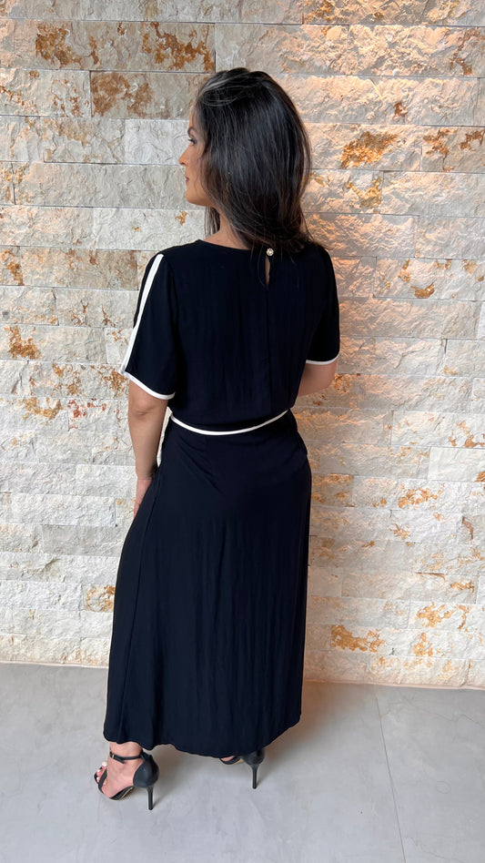 Conjunto Saia e Blusa PeB TOFASH - Liso Preto 5448