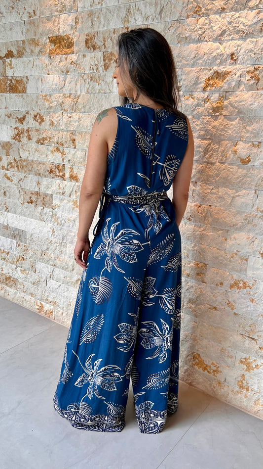 Macacão Pantalona Bolso ABS - Estampado 5451