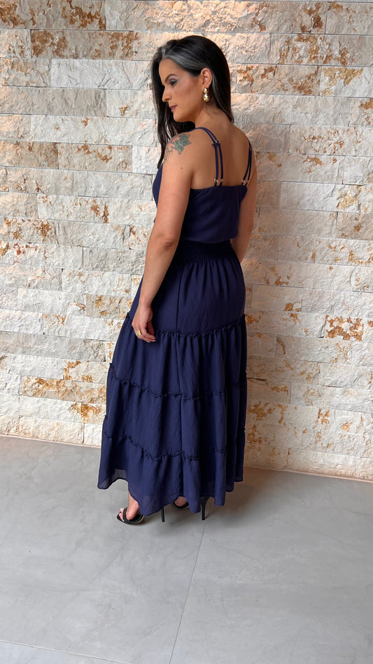 Conjunto Saia e Blusa Liso Elástico - Liso Azul Marinho 5444