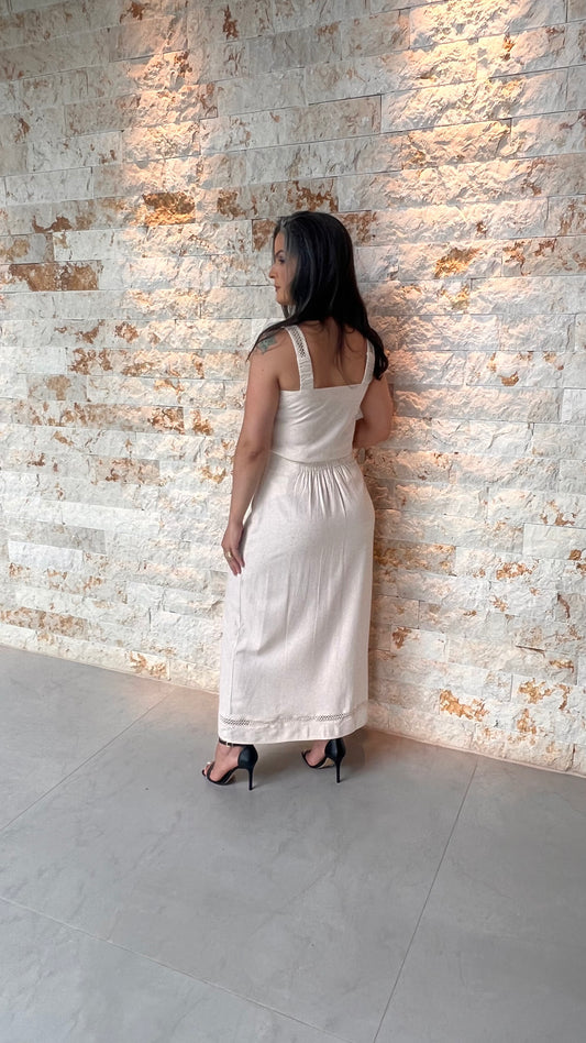 Conjunto Saia e Blusa Det Intertela PIS - Areia 5443