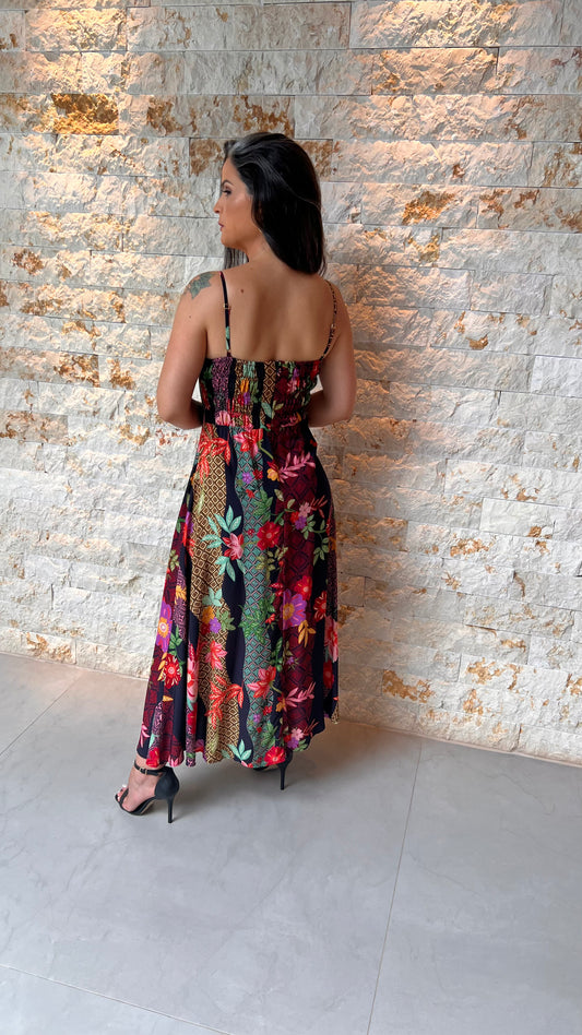 Vestido Midi Flores Variadas PIS - Estampado 5458