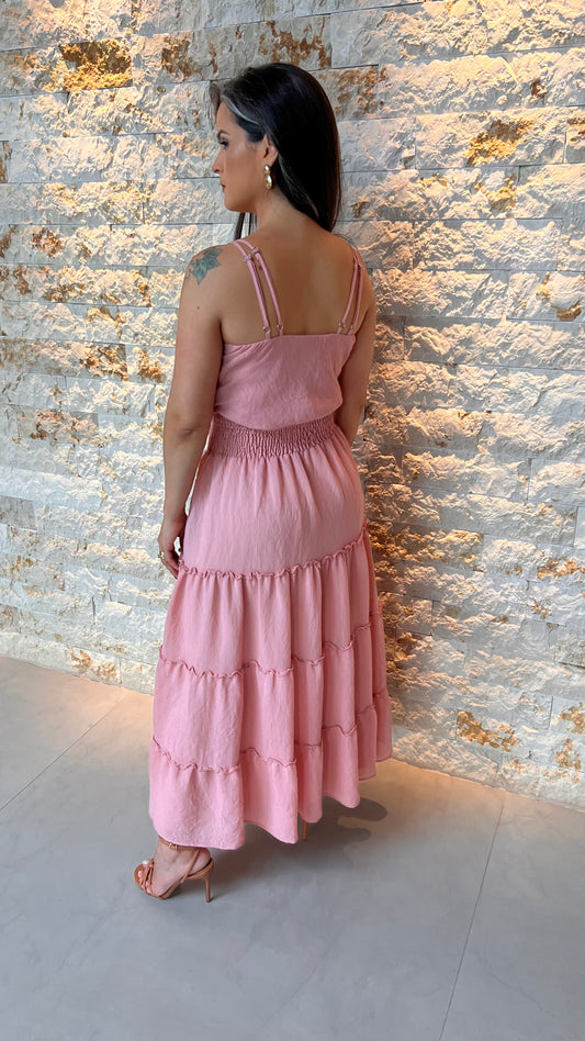 Conjunto Saia e Blusa Liso Elástico - Rosa 5444