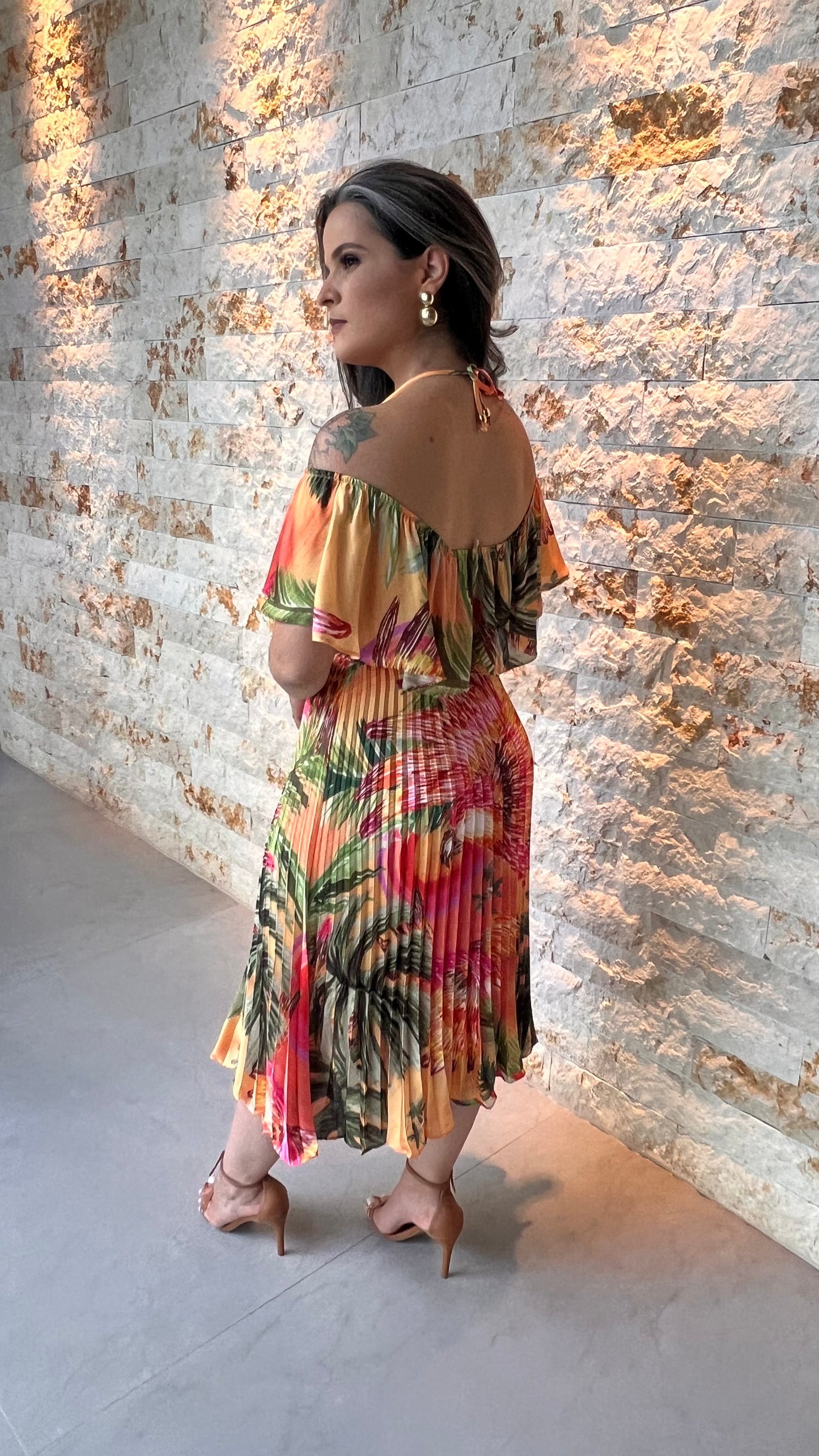 Conjunto Saia e Cropped Plissado - Estampado 5330