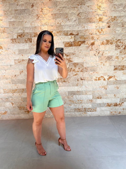 Short Cinto Flor KA- Liso Verde 5356