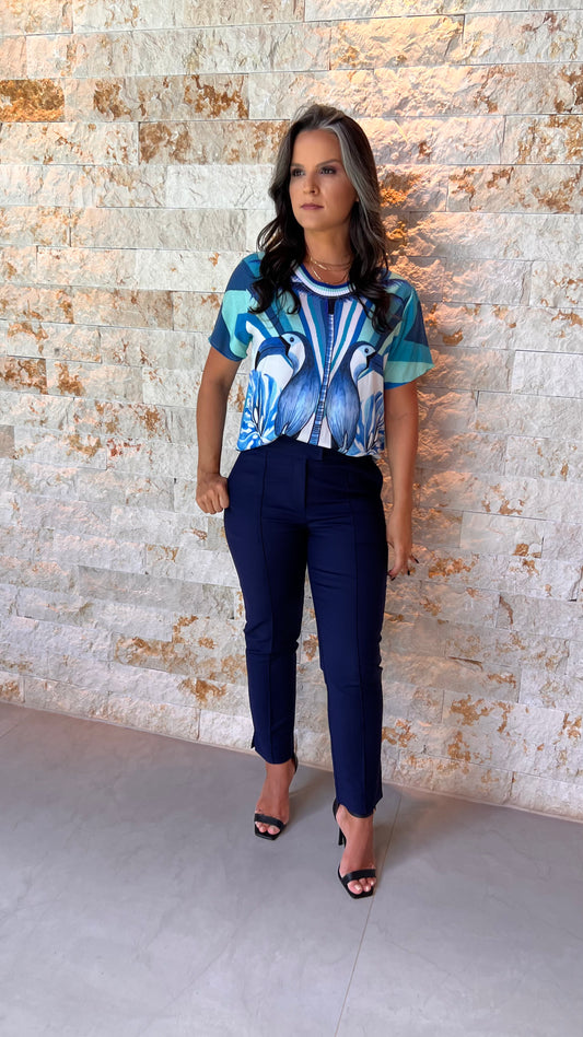 Blusa Tucano Duplo ARTE- Azul Estampado 5544