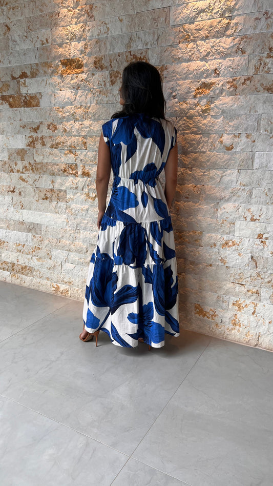 Vestido Midi Flor Azul 3 Marias PIS - Estampado 5574