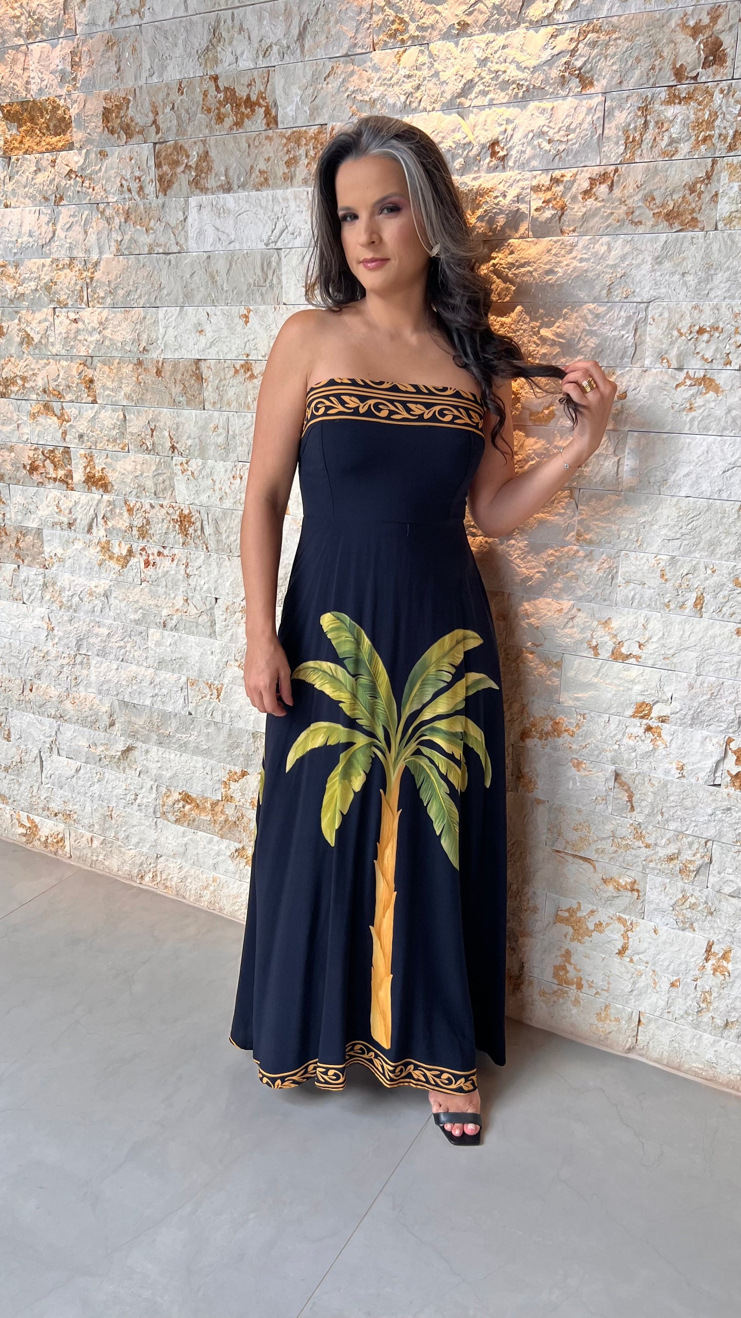 Vestido Longo Tomara que Caia POLI- Estampado 5965
