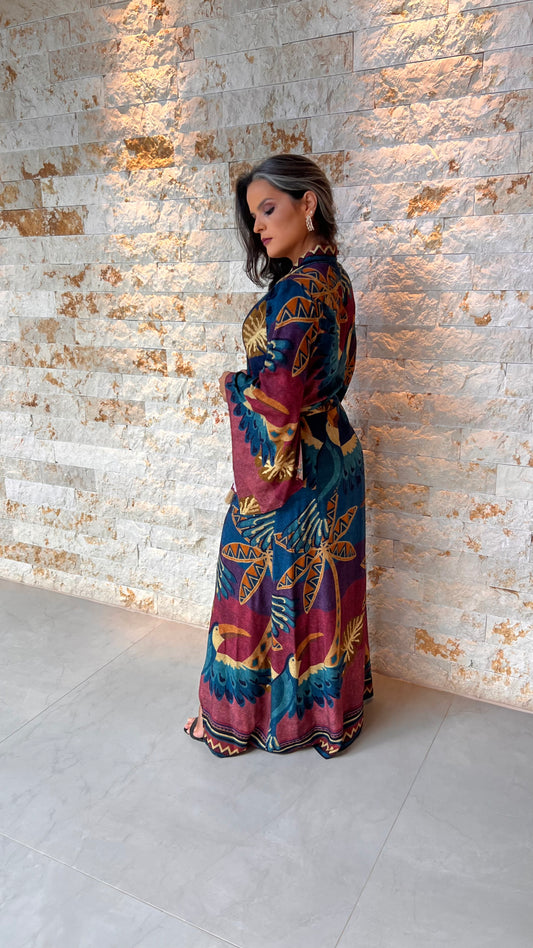 Vestido Transpasse Coqueiro Tucano ARTE- Estampado 5611