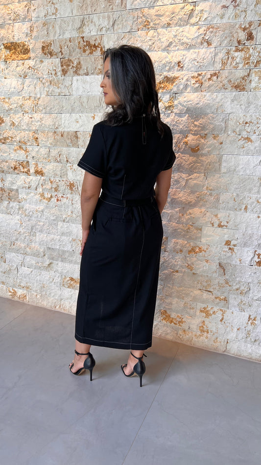 Conjunto Saia e Blusa Botão PIS- Preto 5595