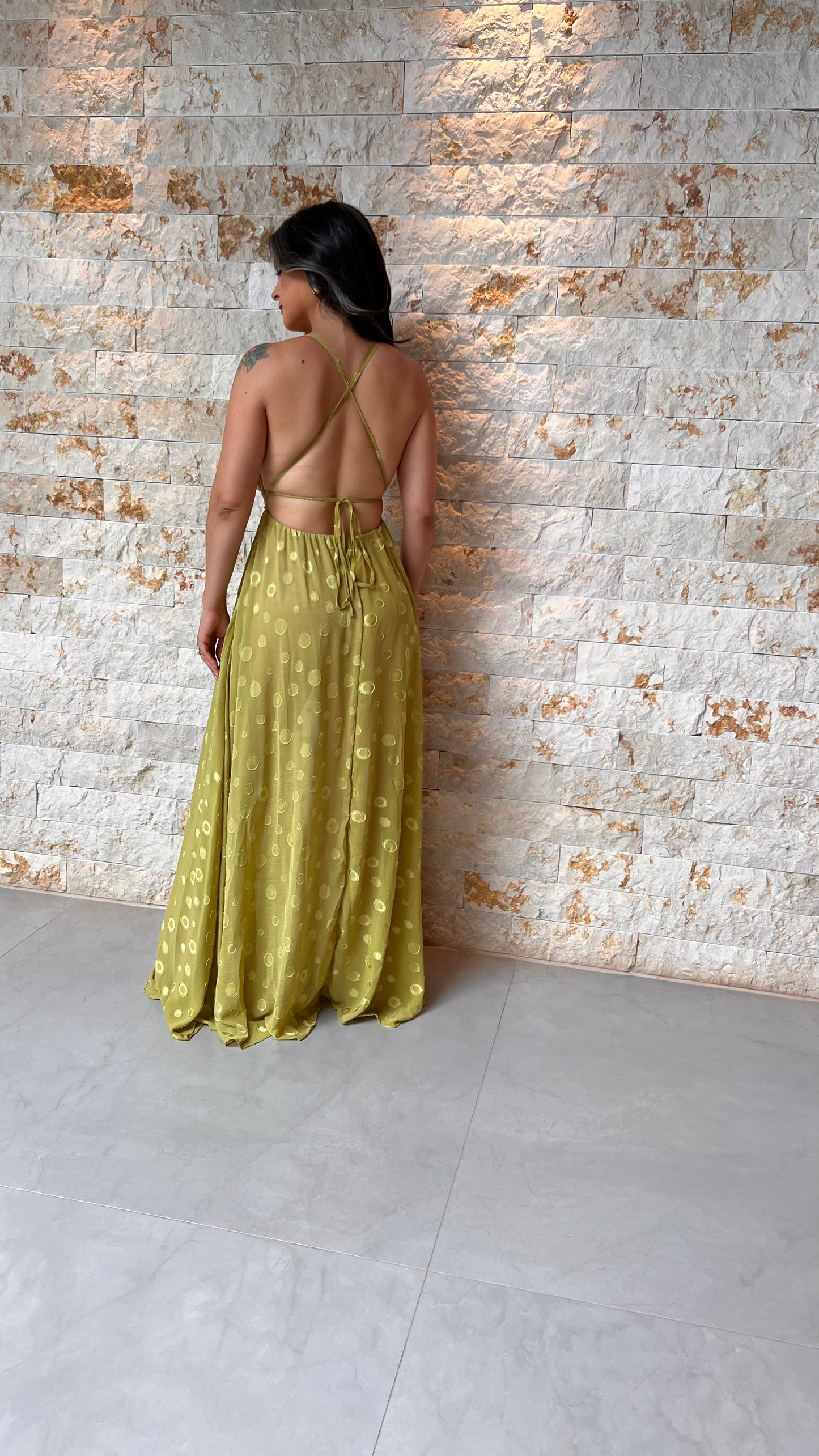 Vestido largo de gasa Hot Pants - Verde