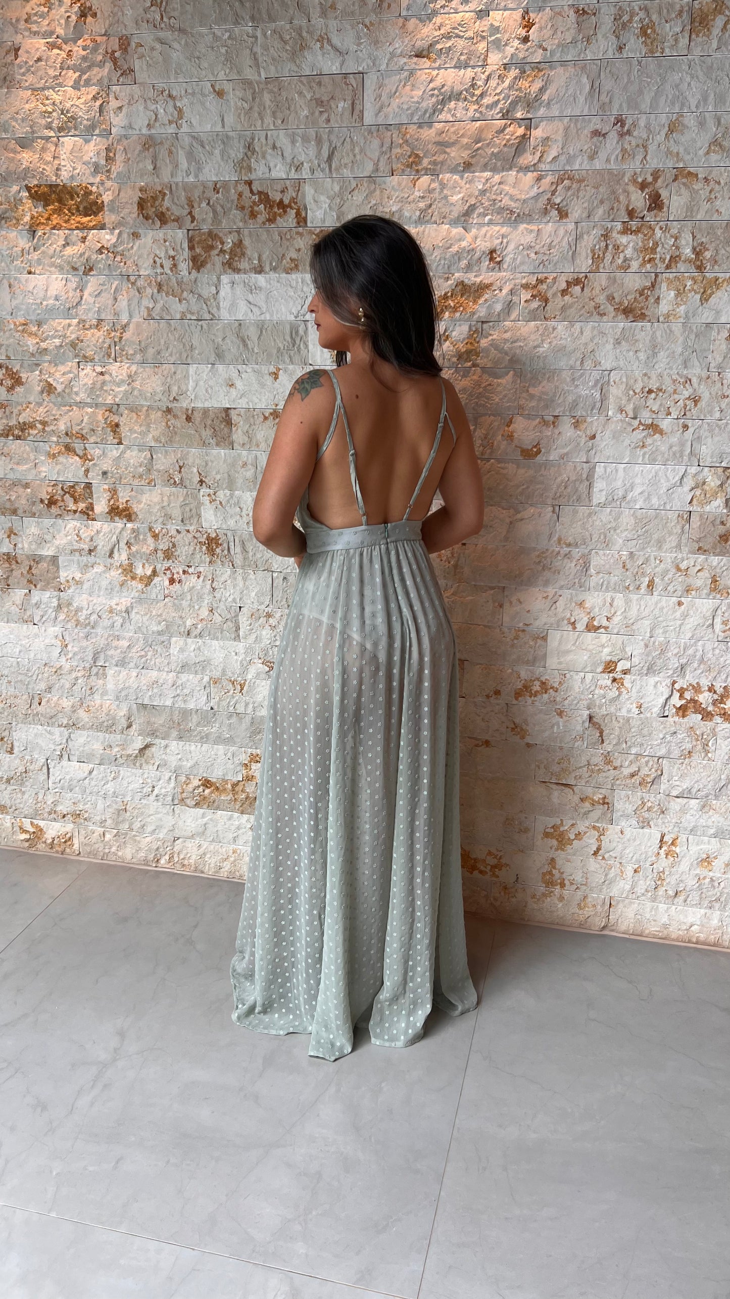 Vestido Largo Hot Pants - Verde Claro