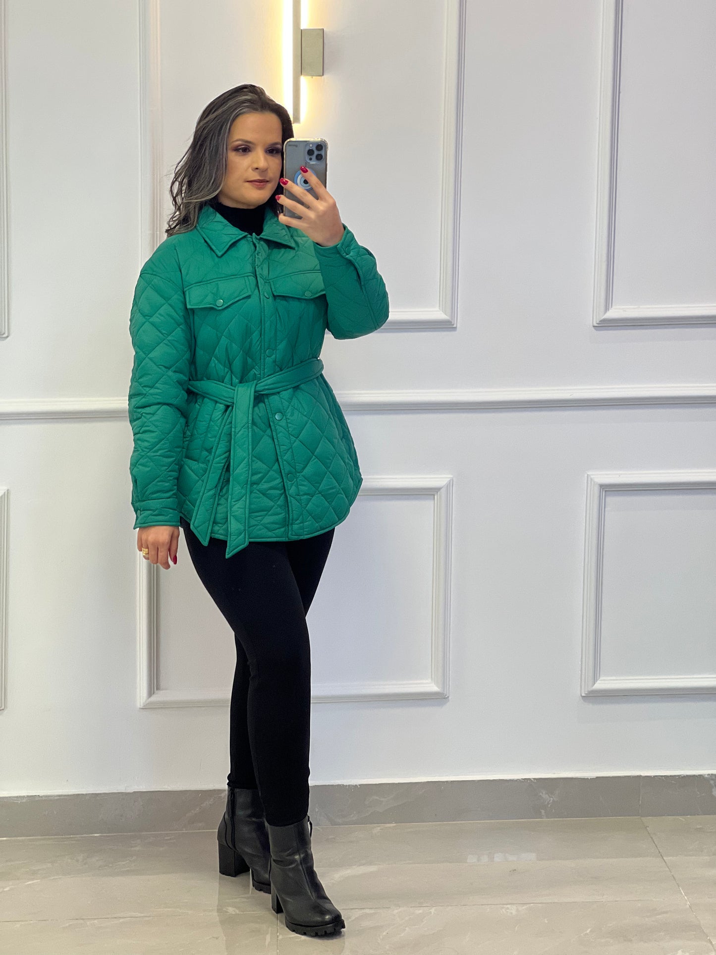 Jaqueta Nylon Matelada - Verde