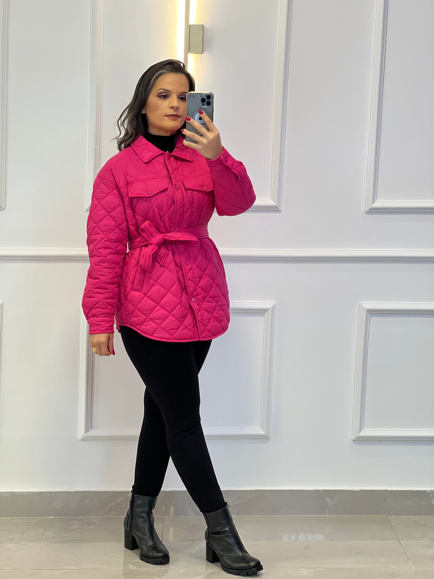 Jaqueta Nylon Matelada - Rosa