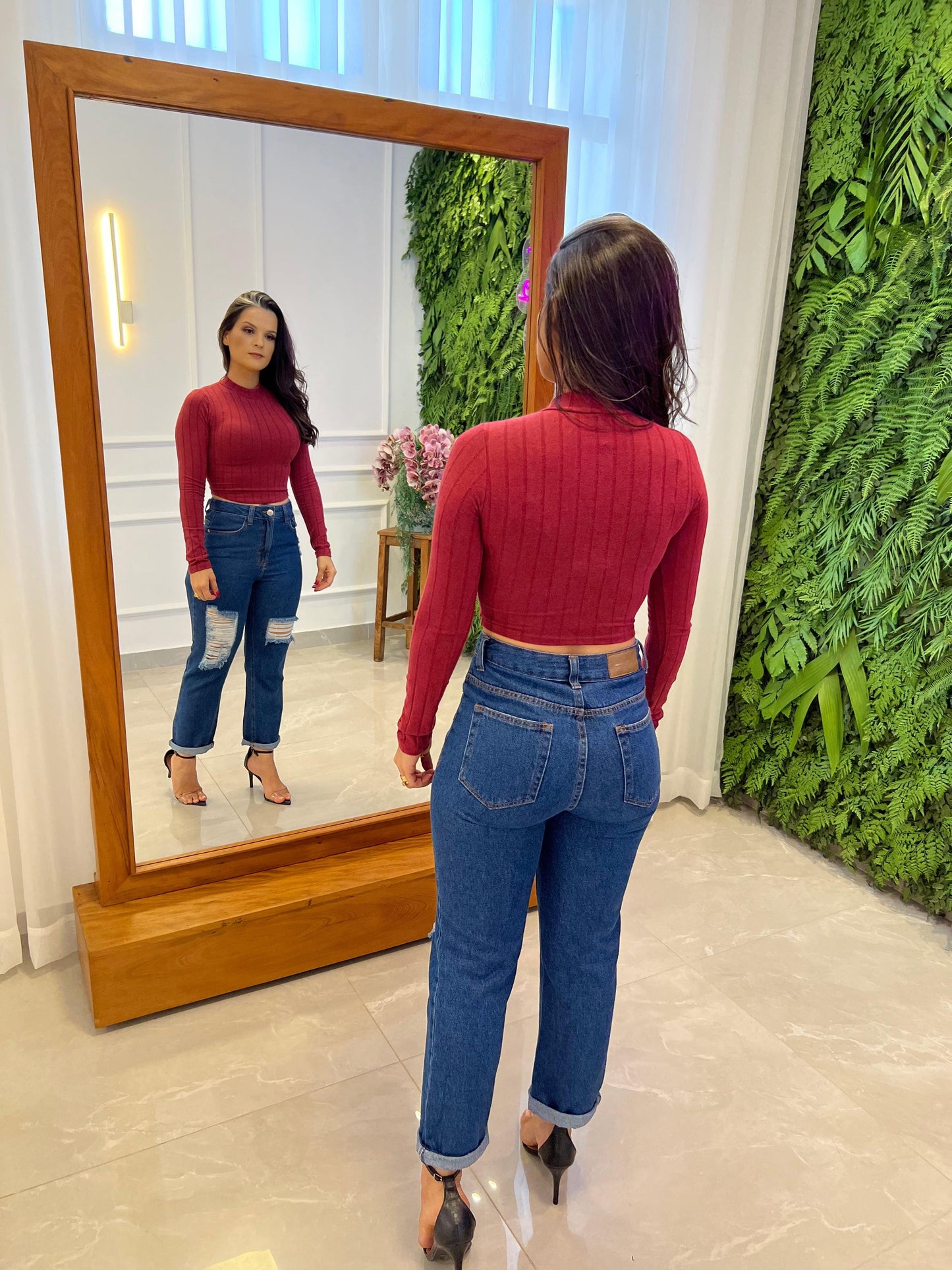 Cropped Gola Alta - Bordo