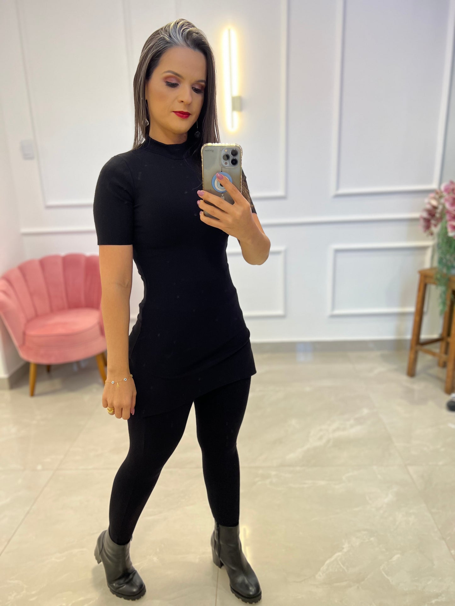 Bali Long Blouse Set - Black