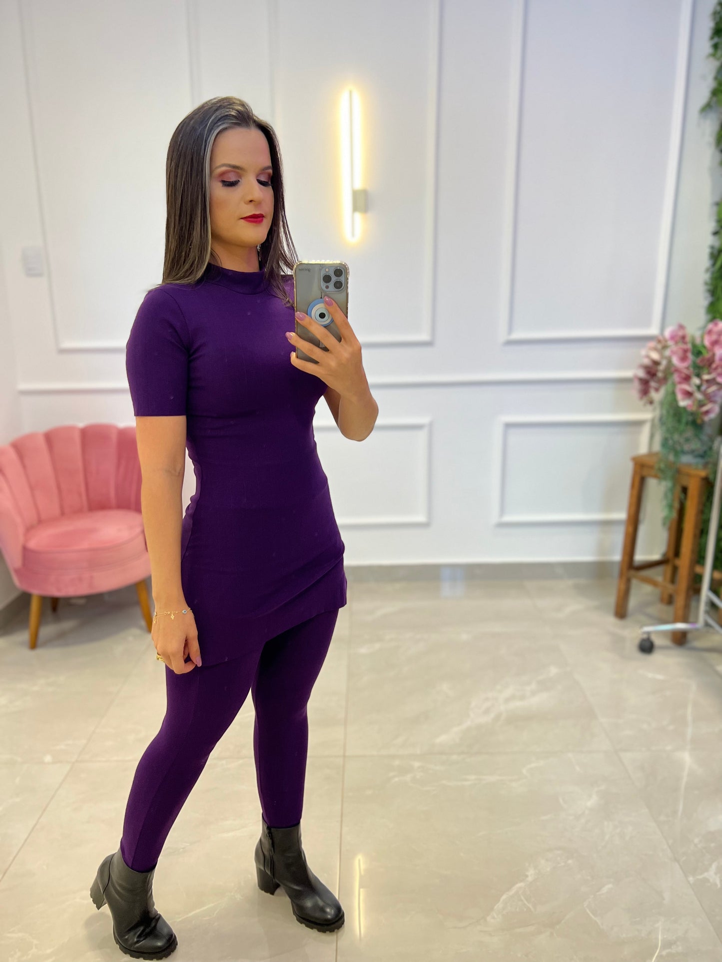 Bali Long Blouse Set- Purple