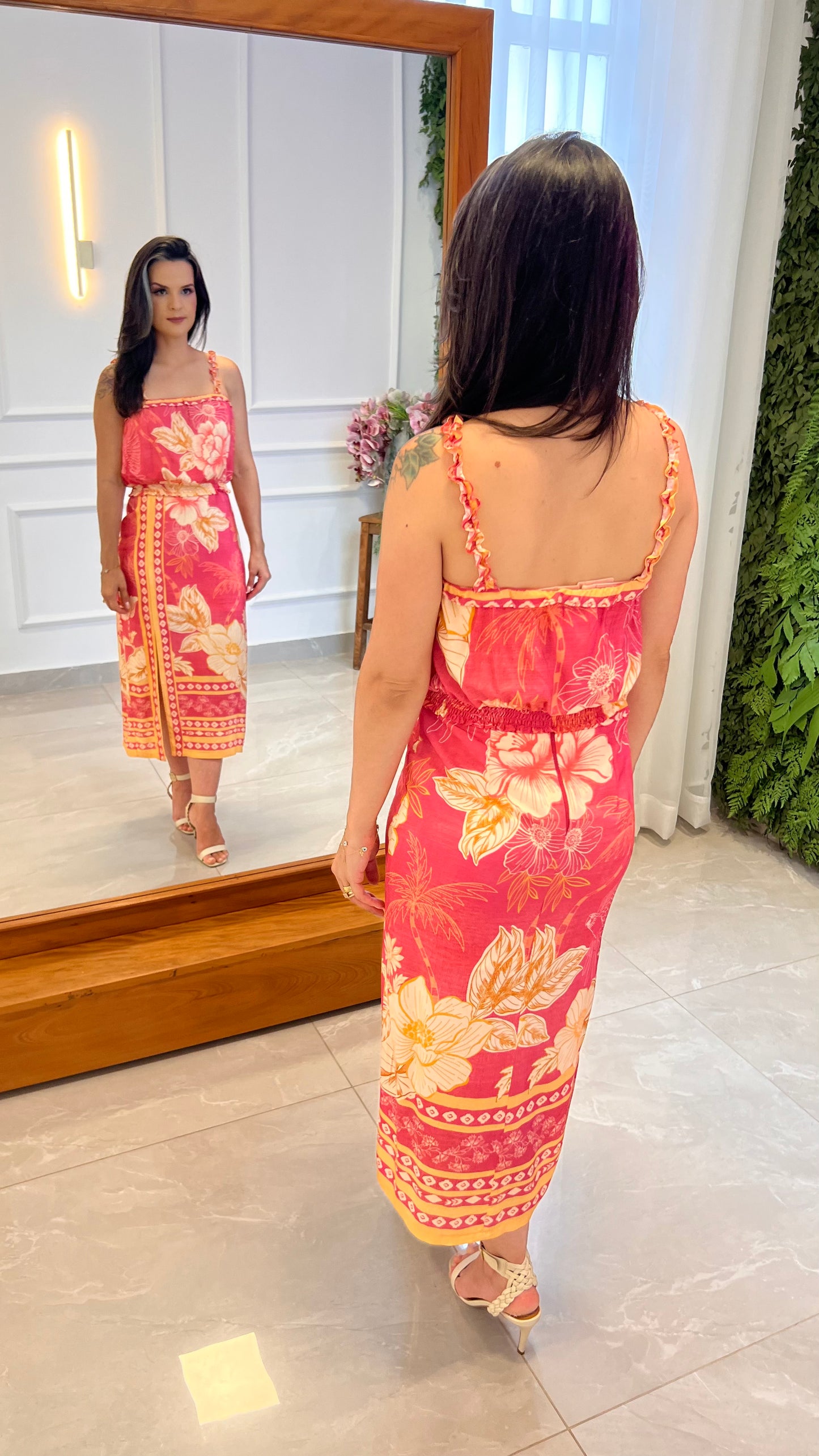 Conjunto Cropped Saia Transpassar - Estampado
